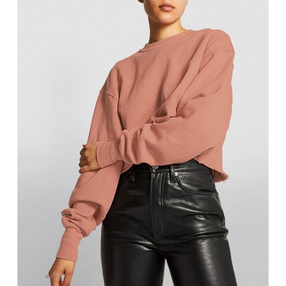 Good American Sweaters - Good American Women's Sweater Sz 0 Dusty Pink Cropped & Cool Sweatshirt Pullover
